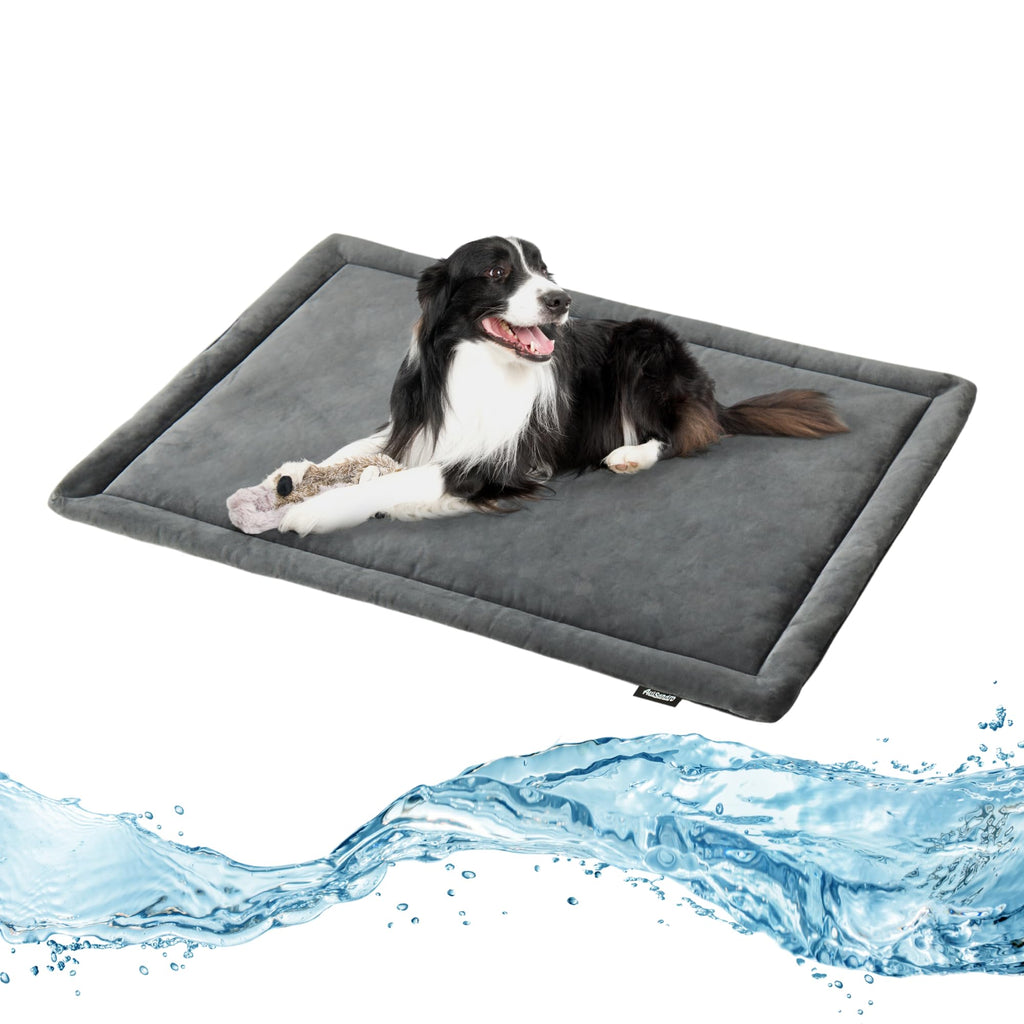 Allisandro Water-Proof Dog Bed Washable Mat Crate Pad Durable Pet Beds Soft Dog Mattress Anti-Slip Kennel Pads for Dogs Cats and Small Animal Grey (48 x 30 Inches)